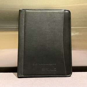 Deutsche Bank Asset Management LEEDS Black Leather Notepad Portfolio Padfolio
